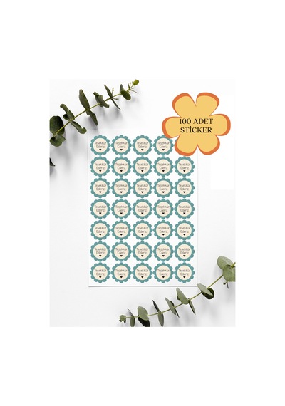 100 Adet Teşekkür Ederiz Stickers Paketleme Kargo Çıkartma Py6ks