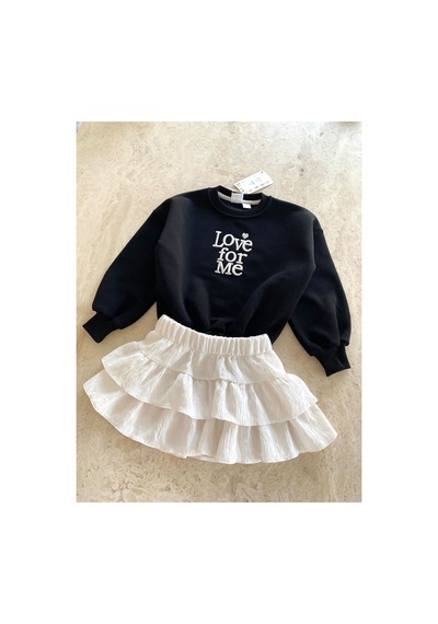 Çağlar Barbosa Sweatshirt Etek Kız Çocuk Takım Siyah