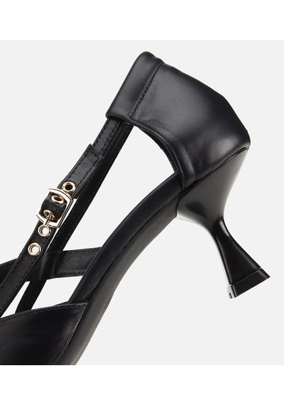 Hotiç Kadın Deri Siyah Bant Detaylı İnce Topuklu Stiletto