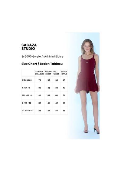 Sagaza Studio Ss6000 Askılı Yandan Bağcıklı Mini Elbise Bordo
