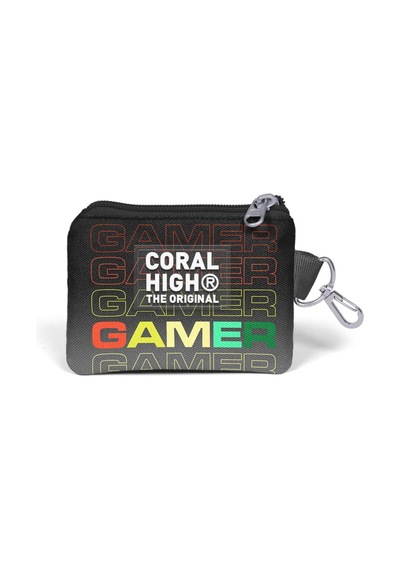 Coral High Siyah Gri Gamer Desenli Bozuk Para Çantası 21909 Gri - Siyah