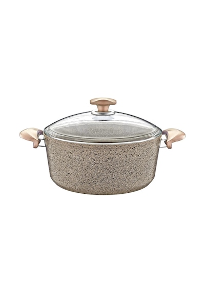 3110 - 2 Parça - Biogranit - 34x13,5 Cm 11,0 Litre - Derin Tencere, Sütlü Kahve Gövde Ve Detay Sütlü Kahve