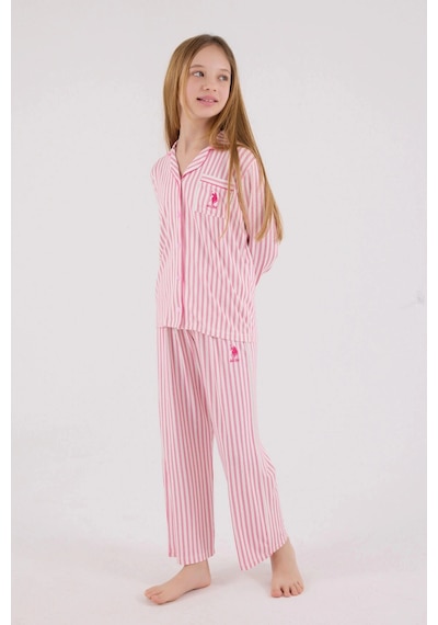 Kız Garson Gömlek Pijama Takımı - Açık Fuşya Açık Fuşya Kız Garson Gömlek Pijama Takımı - Açık Fuşya Açık Fuşya