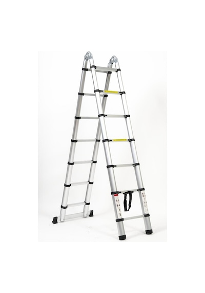 Cardilife 220cm+220 Cm 7+7 Basamaklı A Tipi Açılır Teleskopik Alüminyum Merdiven 7+7