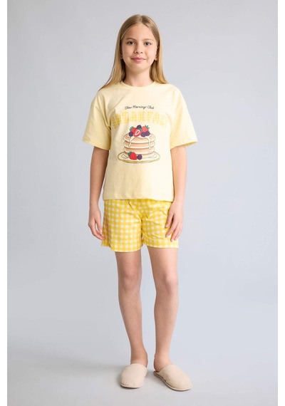 Defacto Regular Fıt 2li Sarı Pijama Takımı Kız Çocuk H5508a826smyl155 Sarı-yl155