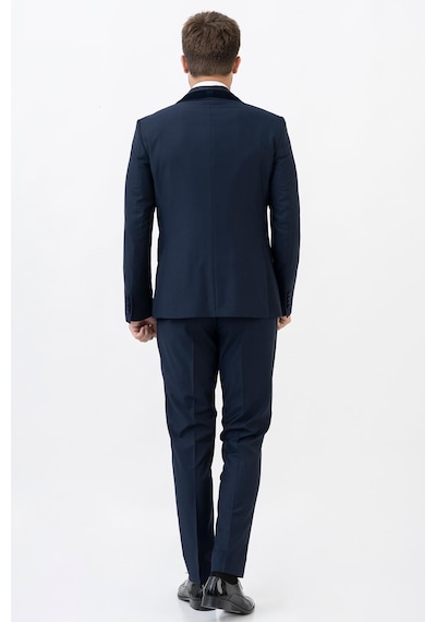 White Stone Amsterdam D0115 Slim Fit 6 Drop Şal Yaka Damatlık Takım Elbise K.Laci - 48 Koyu Lacivert