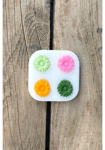 Rufus Concept Gerbera Çiçeği Dörtlü Mum Kalıbı Silikon Çok Renkli