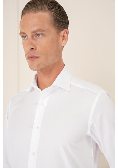 Efor Slim Fit %100 Pamuk Non Iron Kumaş Klasik Beyaz Gömlek Gk 735 Beyaz