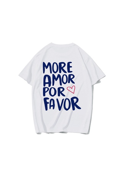 Brz Collectıon Brz Collection Unisex Oversize More Amor Por Favor T-shirt Beyaz