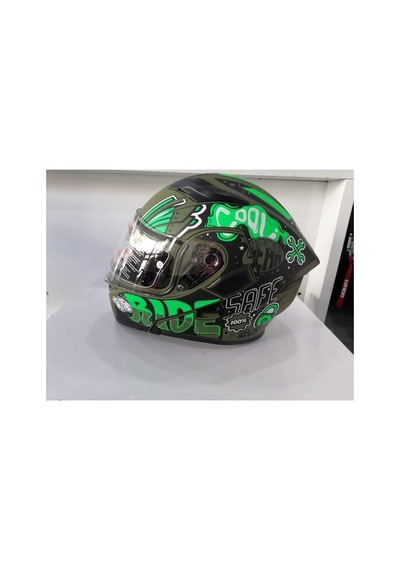 Jk 902 Çene Açılır Mat Yeşil Mat Siyah Güneş Vizörlü Kask