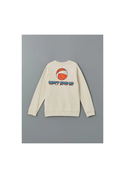 LC Waikiki Lcw Kids Bej Bisiklet Yaka Erkek Çocuk Sweatshirt Lıght Beıge