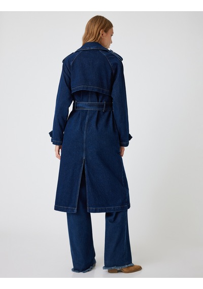 Koton Denim Trençkot Uzun Kruvaze Yaka Apoletli Kemer Detaylı Cepli Koyu İndigo 5wal50019md Koyu İndigo Koton Denim Trençkot Uzun Kruvaze Yaka Apoletli Kemer Detaylı Cepli Koyu İndigo 5wal50019md Koyu İndigo