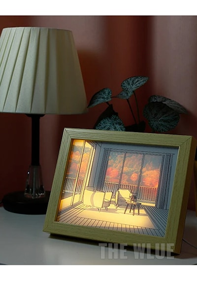 Çerçeveli Led Painting Masa Ve Gece Lambası Sonbahar Ambianslı Ka Diğer