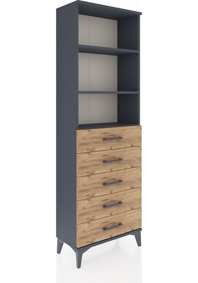 Arges Dolap 3 Raflı 5 Çekmeceli 60x30x182 Antrasit-çam Antrasit Arges Dolap 3 Raflı 5 Çekmeceli 60x30x182 Antrasit-çam Antrasit