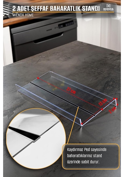 Mienda Home 2 Adet Kaydırmaz Pedli Şeffaf Stand Baharatlık Standı Çekmece Içi Düzenleyici Mh.ydk.plx2 Diğer