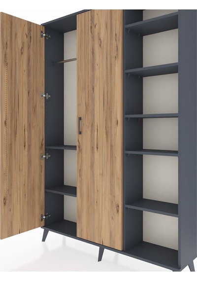 Arges Dolap 7 Raflı 2 Kapaklı Tek Askılı 132x30x195 Antrasit-çam/antrasit Atlas Çam/antrasıt Arges Dolap 7 Raflı 2 Kapaklı Tek Askılı 132x30x195 Antrasit-çam/antrasit Atlas Çam/antrasıt