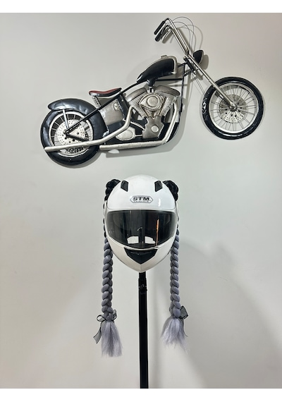 Motor & Motosiklet Gri Ombreli Çift Örgü Saç Kask Dış Aksesuar Diğer