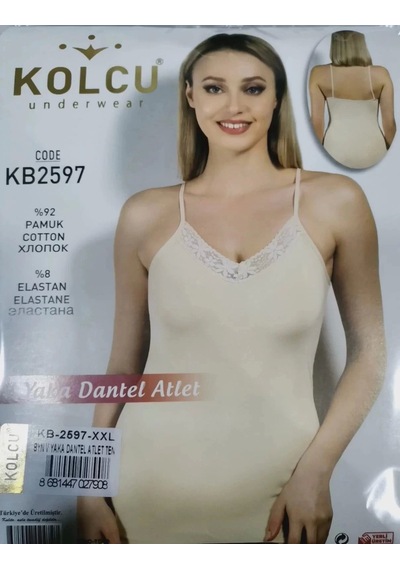 Kolcu Kadın Likralı Gögüs Dantel Atlet-ten Ten