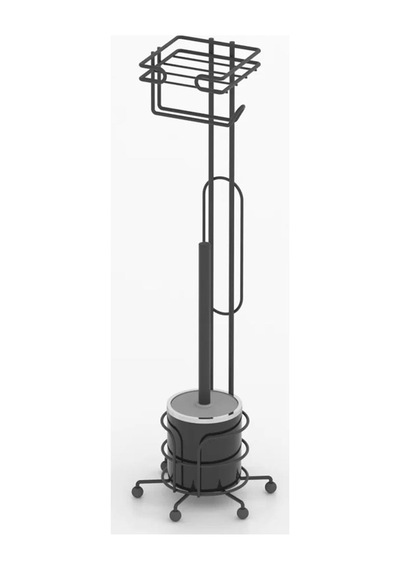Tekno Tel Mg-096 Ayaklı Yedekli Wc Kağıtlık + Klozet Fırçalık Siyah