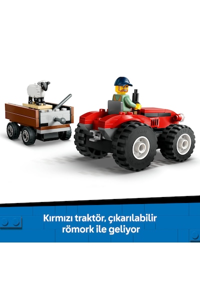 LEGO® City Römorklu Kırmızı Çiftlik Traktörü ve Koyun 60461 - 4 Yaş ve Üzeri Çocuklar için Yaratıcı Oyuncak Yapım Seti (116 Parça)