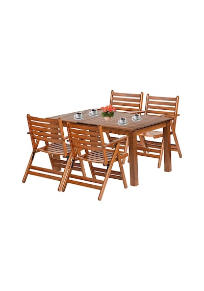 Antalya Ahşap Bahçe Balkon Seti: 80X160 Sabit Masa + 4 Sandalye Antalya Ahşap Bahçe Balkon Seti: 80X160 Sabit Masa + 4 Sandalye