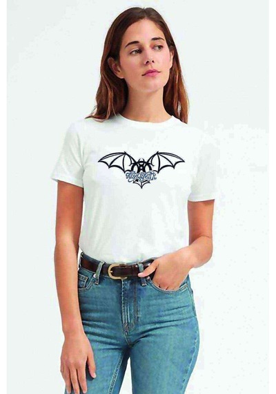 Aerosmith Hard Rock Rock And Roll Baskılı Beyaz Kadın Tshirt (534306178)