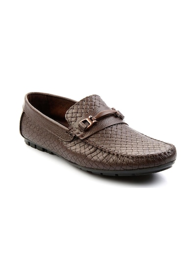 Bambi Kahve Baskılı Hakiki Deri Erkek Loafer Ayakkabı E01623202003 Kahve