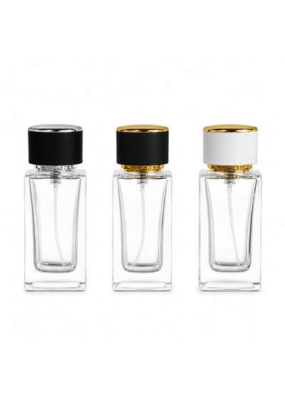 20 Adet Boş Cam Parfüm Şişe, 50 Ml, Küçük Kare Model, Şeffaf-fsk-50-10