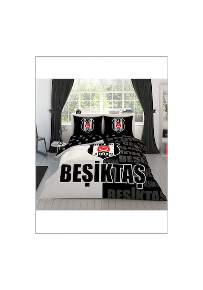 Taç Lisanslı Nevresim Takımı Beşiktaş Parçalı Logo Çift Kişilik