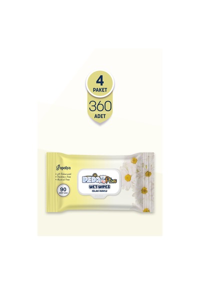 Pedo Papatya Kokulu Islak Mendil 90'lı 4 Paket
