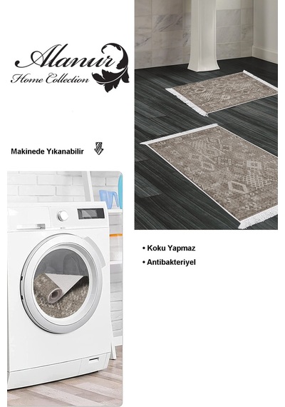 Dekoreko Kaymaz Taban Djt 2 Li Banyo Paspas Takımı Trend Saçaklı Iskandinav F5137 Kahve