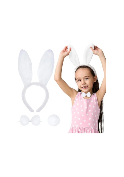 Veraura Lifestyle Beyaz Tavşan Kostüm Seti Taç, Papyon, Kuyruk 12 Li Paket