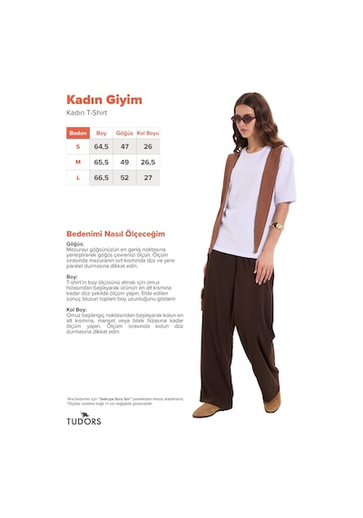 Tudors Kadın Oversize Geniş Kesim %100 Pamuk Omuzdan Bağlamalı Kısa Kol Bisiklet Yaka Beyaz Tişört-52109