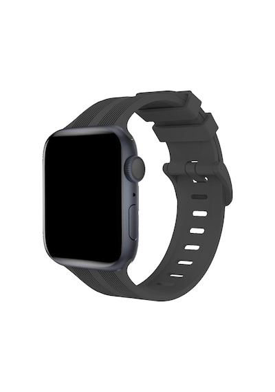 Watch 38mm Kr408 Çizgili Silikon Kordon - Koyu Gri