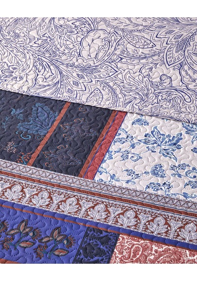 English Home Flora Drape Çift Kişilik Çok Amaçlı Örtü 200x220 Cm Mavi Mavi