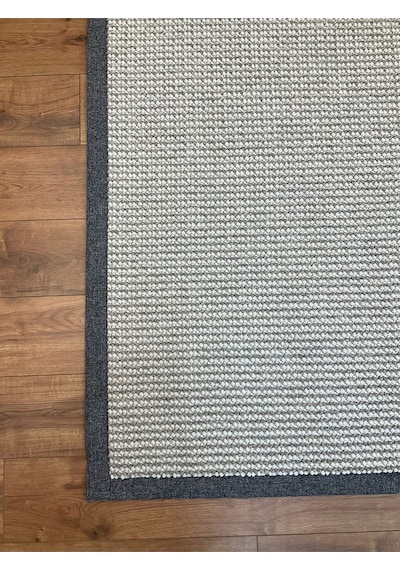 Saraz Halı Kumaş Bordür Bej Bukle Siyah Bordür Halı Salon Koridor Mutfak Çocuk Odası Halısı Kilim S263 Gri