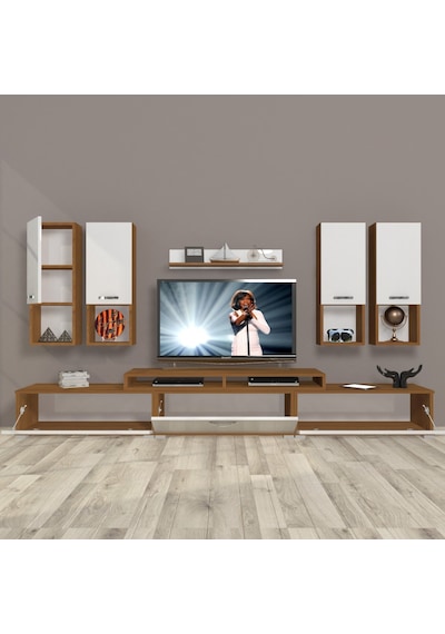 Decoraktiv Ekoflex 8da Slm Tv Ünitesi Tv Sehpası Ceviz - Beyaz