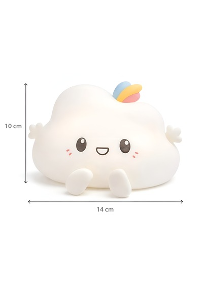 Bulut Şeklinde Sevimli Gece Lambası Rgb Özellikli Dokunarak Renk Değiştirir Çok Renkli