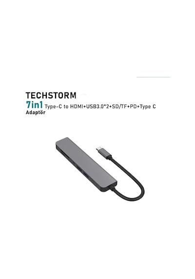Macbook Pro Dell İle Uyumlu Type C To 4k Hdmı + Usb 3.0 + Sd/tf + Pd + Type-c, Taşınabilir 7in1 Adaptör