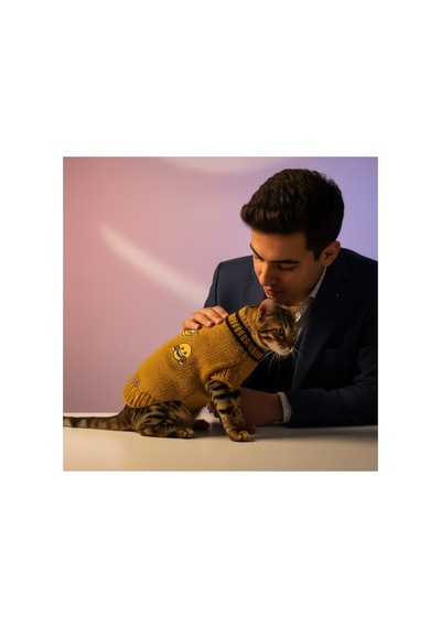 Kedi Ve Köpek İçin Hardal Rengi Smiley Kazak