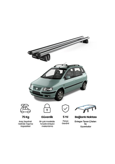 Pençe Hyundai Matrix 2001-2010 Uyumlu Gri Ara Atkı 109cm Port Bagaj Tavan Barı