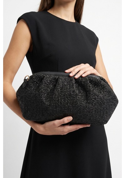 Luvishoes Vıel Siyah Hasır Dokulu Kadın Clutch Çanta
