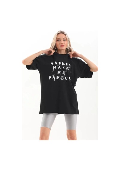 Modi Unisex Baskılı Oversize T-shirt - Siyah - Mymg96250