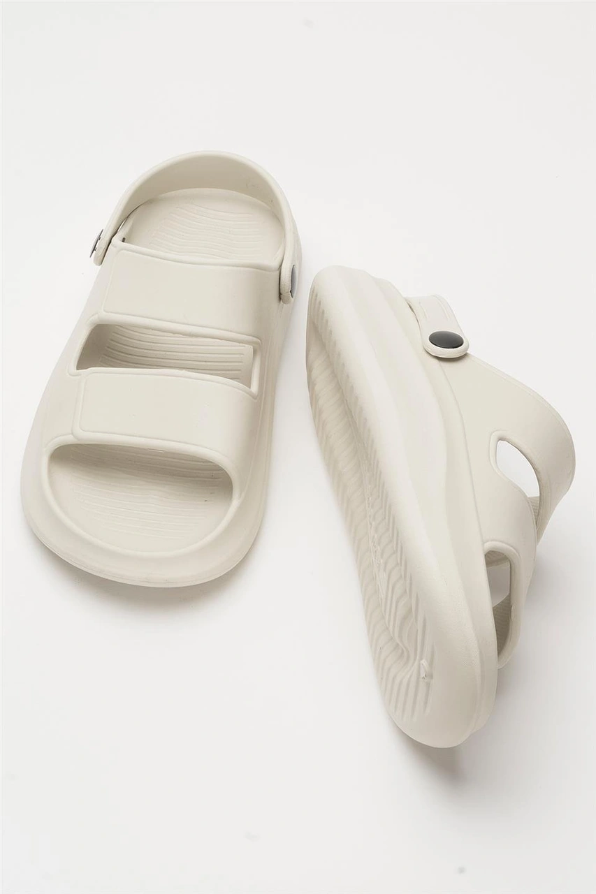 Liger Unisex Ortopedik Deniz Havuz Terliği Sandalet Krem Krem