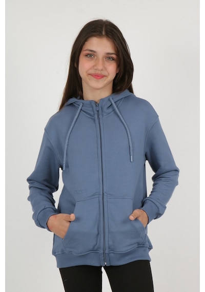 Toontoy Kız Çocuk Füme Kapüşonlu Fermuarlı Cepli Düşük Omuz Nakış Baskılı Örme Hırka - 3 İplik Şardonsuz İndigo Toontoy Kız Çocuk Füme Kapüşonlu Fermuarlı Cepli Düşük Omuz Nakış Baskılı Örme Hırka - 3 İplik Şardonsuz İndigo