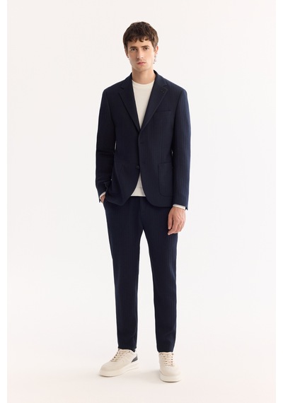 Avva Erkek Lacivert Mono Yaka Bi-stretch Hafif Çizgili Blazer Comfort Slim Fit Ceket A52y4004 Avva Erkek Lacivert Mono Yaka Bi-stretch Hafif Çizgili Blazer Comfort Slim Fit Ceket A52y4004