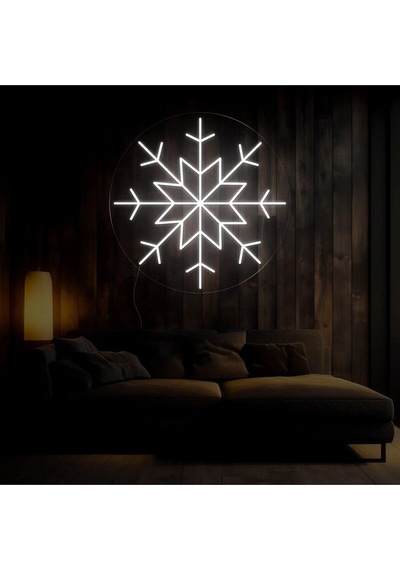Kar Tanesi Şekilli Neon Tabela Beyaz