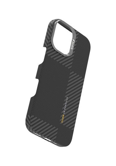 Apple Uyumlu iPhone 17 Kılıf M-safe Şarjlı 600d Metal Kamera Çerçeveli Raptic Aramid Fiber Geotik Serisi Siyah