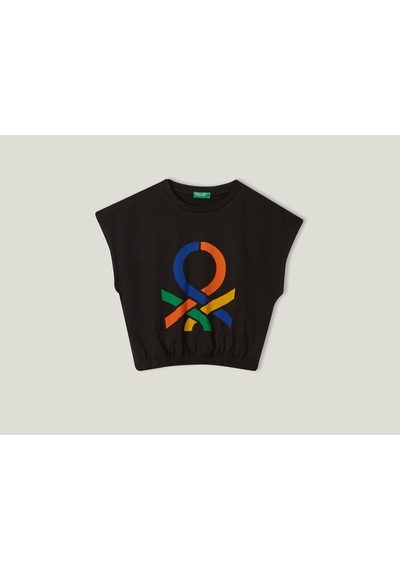 Benetton Kız Çocuk Tişört Bnt-G288 Top Siyah