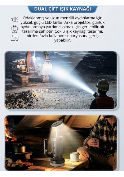 15w 1500 Lümen Çok Fonksiyonlu Teleskopik Kamp Lambası Ve El Feneri - 4 Modlu Işıldak Siyah